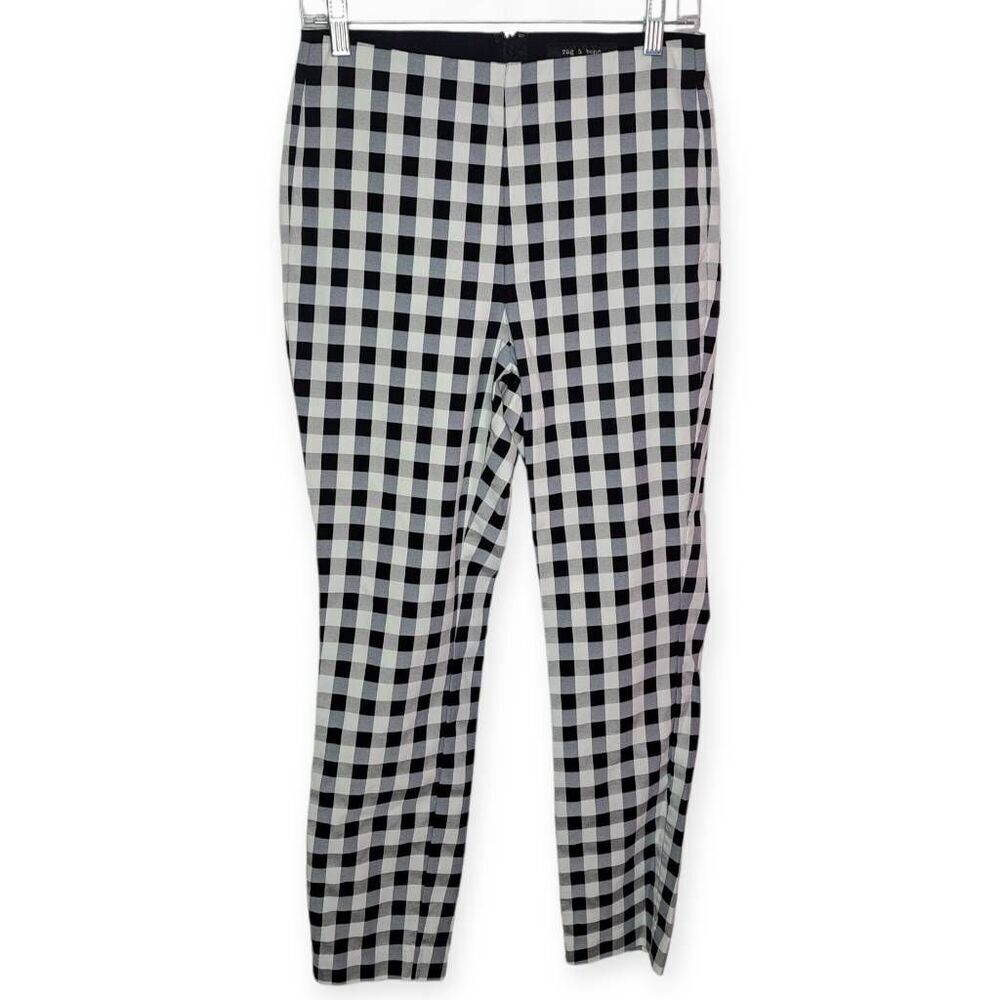 Rag & Bone Women's Black & White Simone High Rise Buffalo Plaid Pants size 10